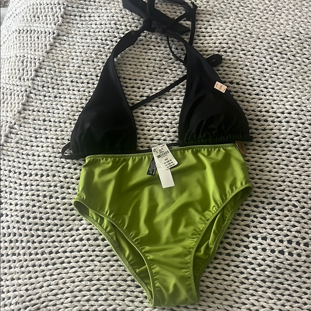 Black and Green Bikini Set